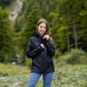 Alpin Loacker Wandel- en ski-hardshelljas dames lichtgewicht in zwart met capuchon